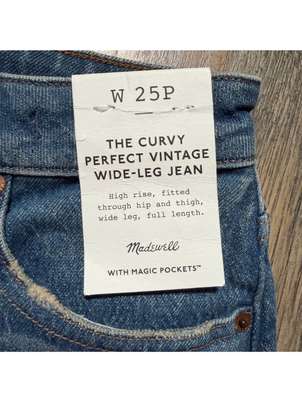 Madewell NW671 The Petite Curvy Perfect Vintage Wide-Leg Jean Size 25P NWT! - Picture 3 of 6